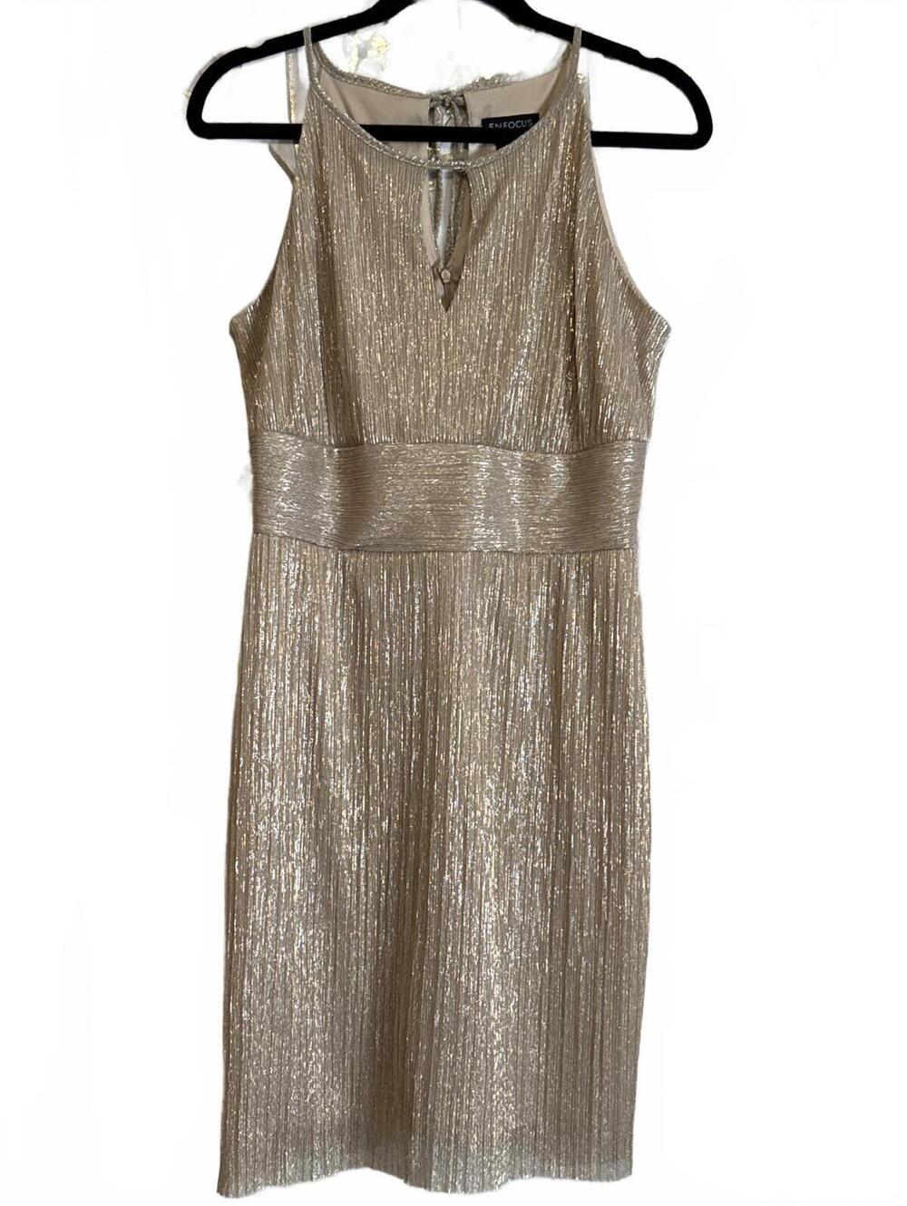 Enfocus Studio Metallic Gold Sleeveless Dress Size 12